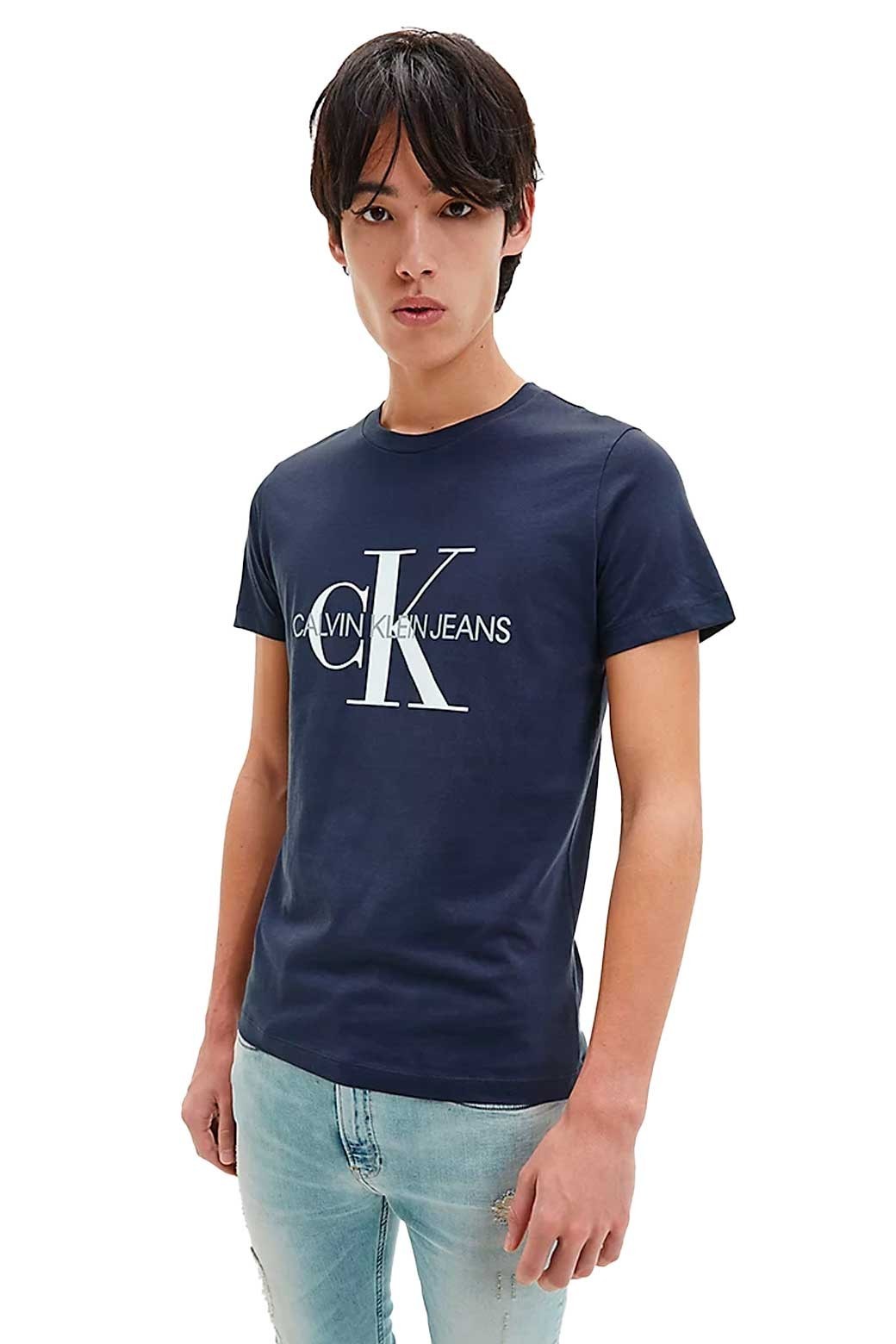 Korting registreren Isaac Camiseta Calvin Klein Slim con Logo Azul Marino